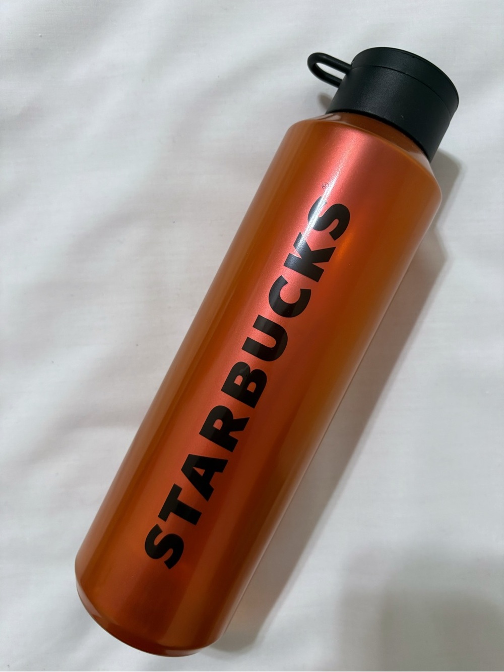 STARBUCKS Orange & Black Plastic Reusable Water Bottle 24 Oz